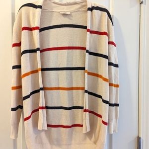 Loft Outlet Cream Striped Cardigan